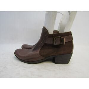 Boc Womens Size 7.5 M Brown Leather Zip Buckle Ankle Fashion Boots Bootie